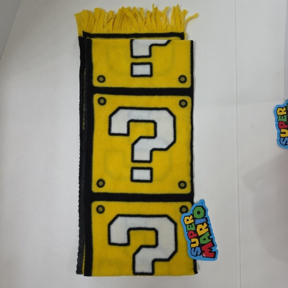 Super Mario Bros Fleece Scarf Official Nintendo Question Block 72”X8” New W/ Tag
